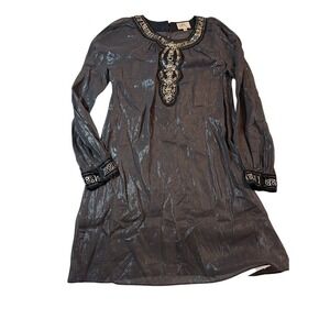 Milly of New York Silk Blend Sheer Embellished Metallic Dress Tunic‎ Size 4